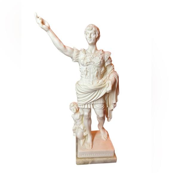 Gaius Julius Caesar Augustus Prima Porta Statue Italy Sculpture, Marble Base 14” - Picture 4 of 11